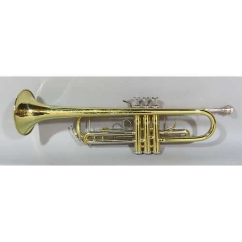 535 - An Elkhart and chrome brass trumpet with case, a Buffet Crampon flute, and an unmarked flute. (3)