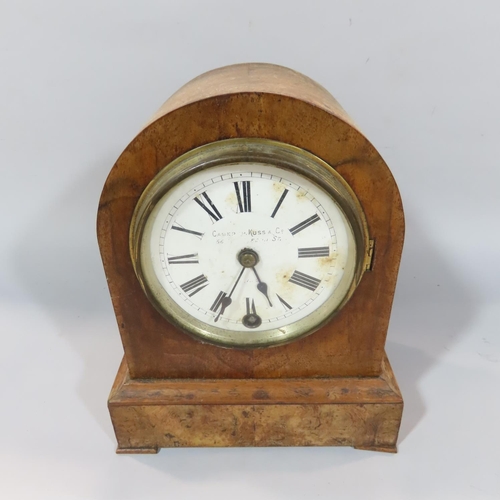 537 - An Edwardian inlaid barometer, a walnut domed mantel clock, walnut box, two ashtrays, tiny tortoise ... 