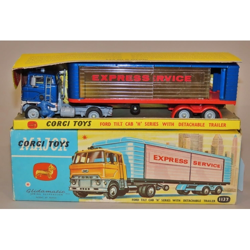 740 - Corgi Major 1137 Ford Tilt Cab H series with detachable trailer with original box and packaging