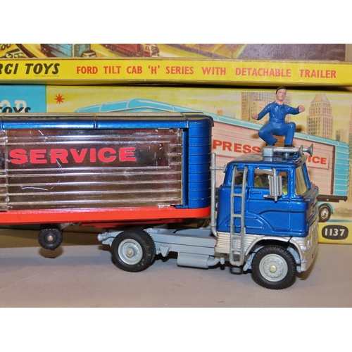 740 - Corgi Major 1137 Ford Tilt Cab H series with detachable trailer with original box and packaging