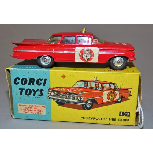 741 - Corgi toy - 439 Chevrolet (fire chief) impala, 5/- with original box