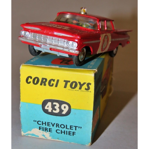 741 - Corgi toy - 439 Chevrolet (fire chief) impala, 5/- with original box