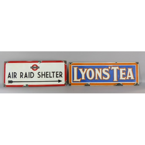 455 - A mixed selection of enamel signs including three railway related signs, an air raid shelter undergr... 