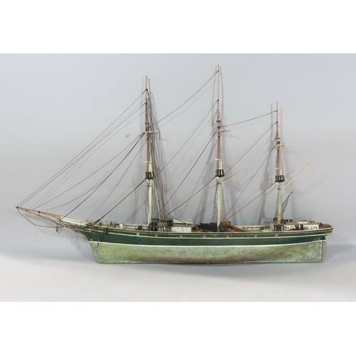 468 - A Wooden Model three mast clipper ship, 75cm long