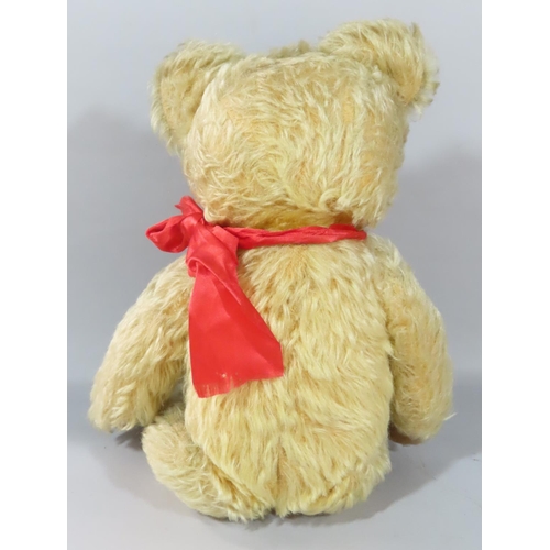 469 - A Hygienic Toy Mohair Teddy Bear made by Chad Valley sporting a red ribbon, together with another wo... 