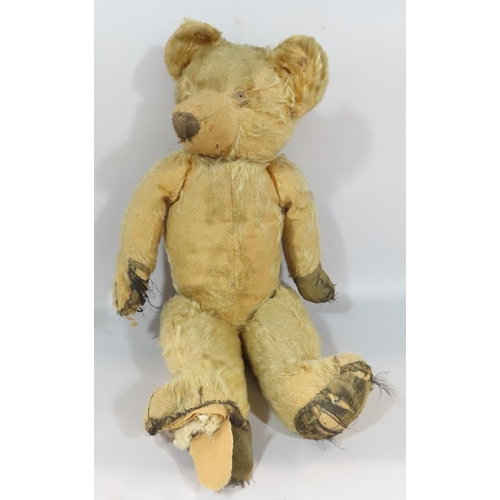 469 - A Hygienic Toy Mohair Teddy Bear made by Chad Valley sporting a red ribbon, together with another wo... 