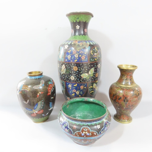 474 - Cloisonné vases, approximately twenty two, of various shapes and sizes, mostly around 16cm to 18cm, ... 