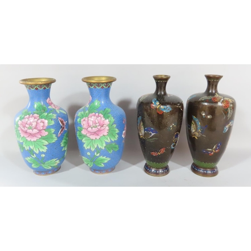 474 - Cloisonné vases, approximately twenty two, of various shapes and sizes, mostly around 16cm to 18cm, ... 