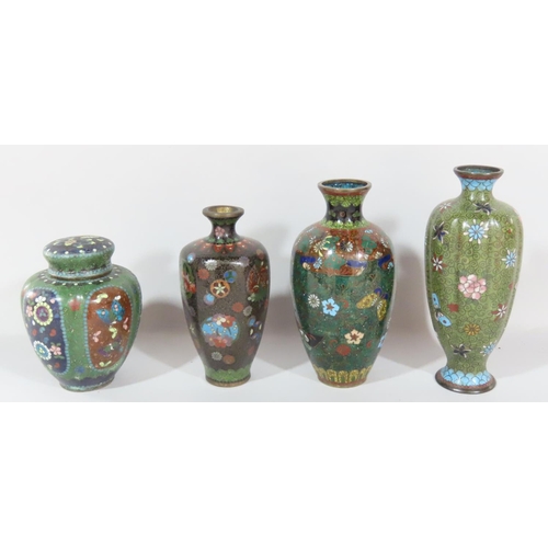 474 - Cloisonné vases, approximately twenty two, of various shapes and sizes, mostly around 16cm to 18cm, ... 