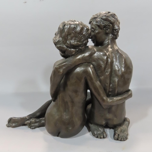 490 - Limited edition bronzed nude study of a couple embracing, 90/500, indistinctly signed to the man’s t... 