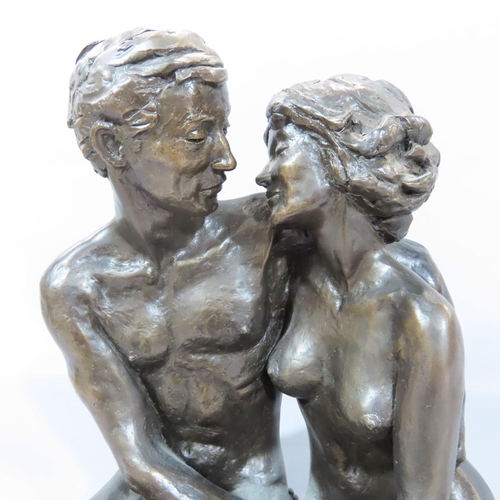 490 - Limited edition bronzed nude study of a couple embracing, 90/500, indistinctly signed to the man’s t... 