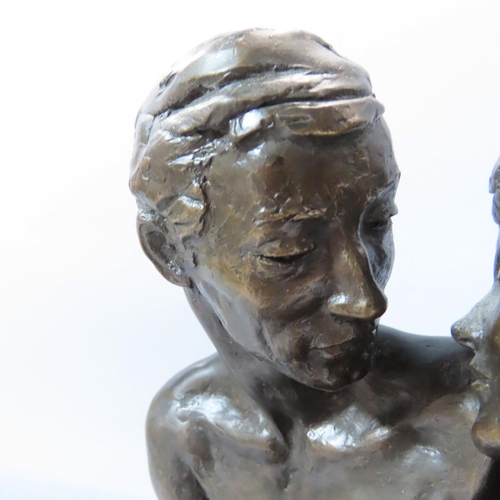 490 - Limited edition bronzed nude study of a couple embracing, 90/500, indistinctly signed to the man’s t... 