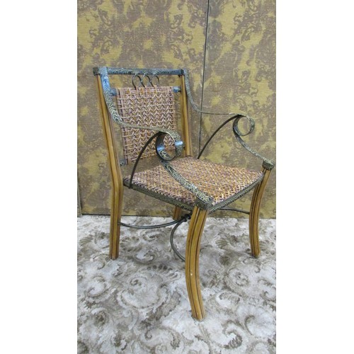 1115 - A pair of good quality contemporary wicker conservatory tub chairs with horseshoe shaped backs, toge... 