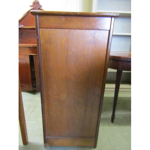 1572 - A pine tambour bank cabinet of eight drawers (several fitted to accommodate a canteen of cutlery), 1... 