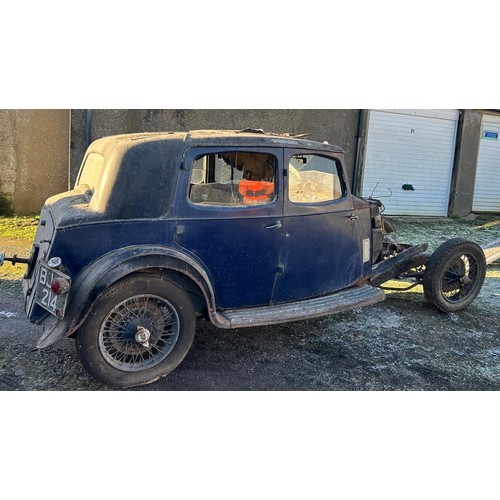 1488 - A Riley Saloon For Restoration. Registration number BJJ214. First registered 1934, in dark blue live... 