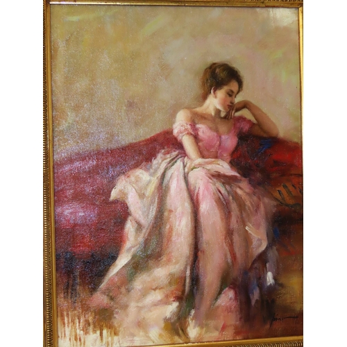 1802 - After Giuseppe Dangelico Pino (Pino Daeni, Italian, 1939-2010) - 'Evening', oil on canvas, signed 'P... 