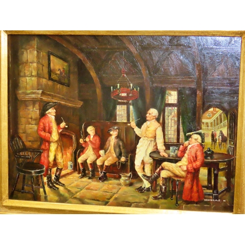 1807 - After Frank Moss Bennett (1874-1953) 'The Landlord's Story', oil on board, signed 'Sanders' lower ri... 