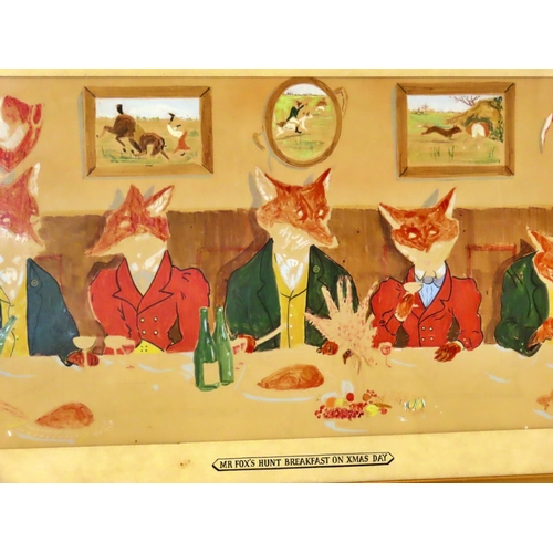 1812 - After Harry Bingham Neilson - 'Mr Fox's Hunt Breakfast on Xmas Day', 20th century watercolour, title... 