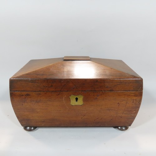 578 - A Regency rosewood sarcophagus shaped tea caddy with brass fittings (void)