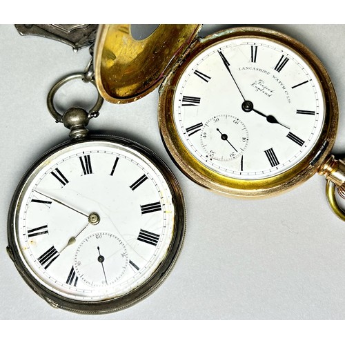 421 - A gold plated pocket / fob watch, the enamelled dial with black Roman numerals and subsidiary second... 