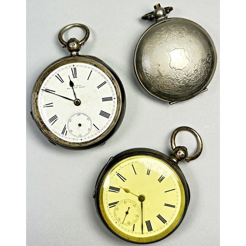 422 - Two silver fob / pocket watches to include an American Waltham example together with one other (3).