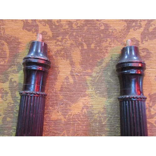 1131 - A pair of 19th century Hepplewhite style bed posts with reeded and leaf detail