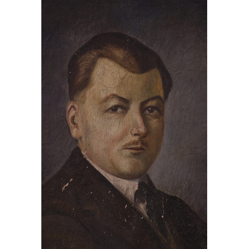 1866 - Gazzi - An early 20th century portrait of a gentleman wearing a suit and tie, quarter-length, oil on... 