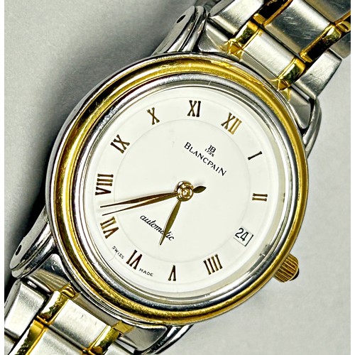 424 - Blancpain, a lady’s automatic two-tone stainless steel and yellow metal cased wristwatch, the white ... 