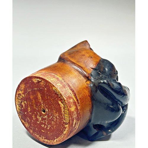 419 - A 19th century carved wood Black Forest inkwell in the form of a Boxer dog