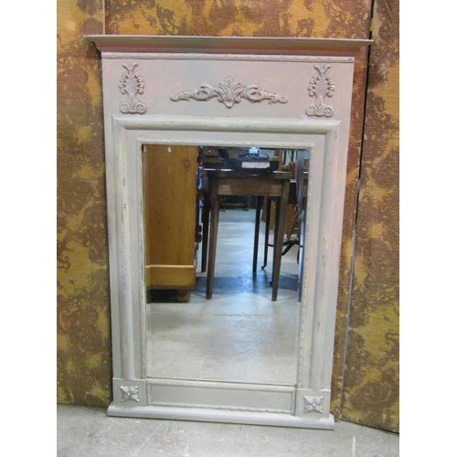 1310 - Painted wooden console / pier table, 82cm H x 100 x 26, together with a matching wall mirror with ap... 