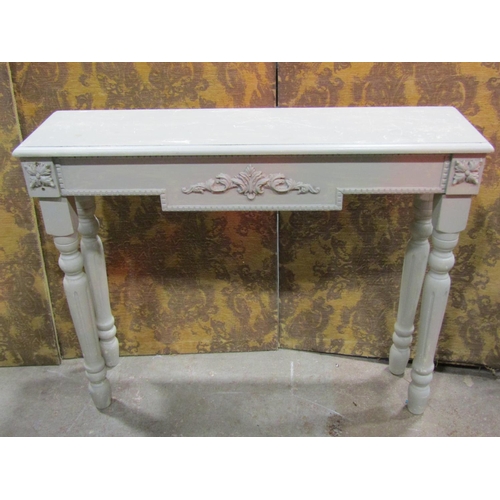 1310 - Painted wooden console / pier table, 82cm H x 100 x 26, together with a matching wall mirror with ap... 