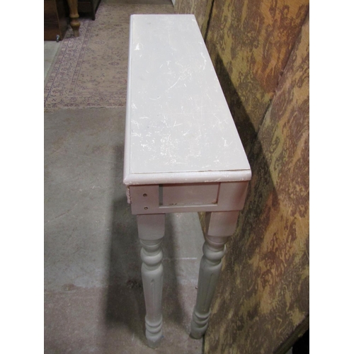 1310 - Painted wooden console / pier table, 82cm H x 100 x 26, together with a matching wall mirror with ap... 