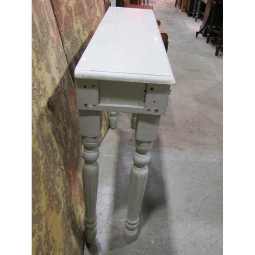 1310 - Painted wooden console / pier table, 82cm H x 100 x 26, together with a matching wall mirror with ap... 