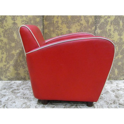 1293 - 1950's club chair with red faux leather upholstery