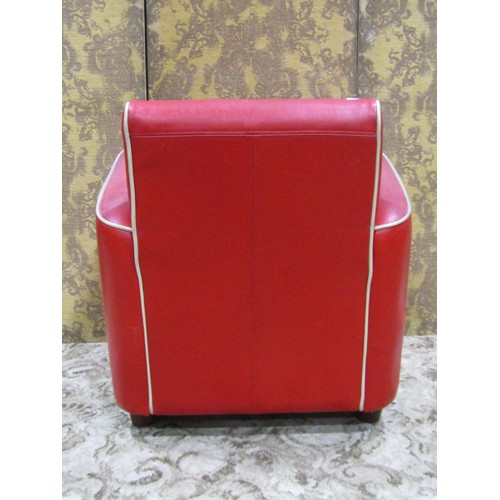 1293 - 1950's club chair with red faux leather upholstery