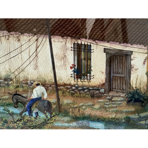 1948 - Carlos Antonio Aceituno Cantillana (b.1954) - Village street scene, gouache on paper, signed and dat... 