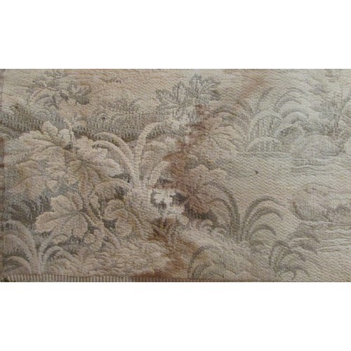 746 - A Belgian machine woven tapestry panel, 18th century style romantic hunting party in landscape setti... 