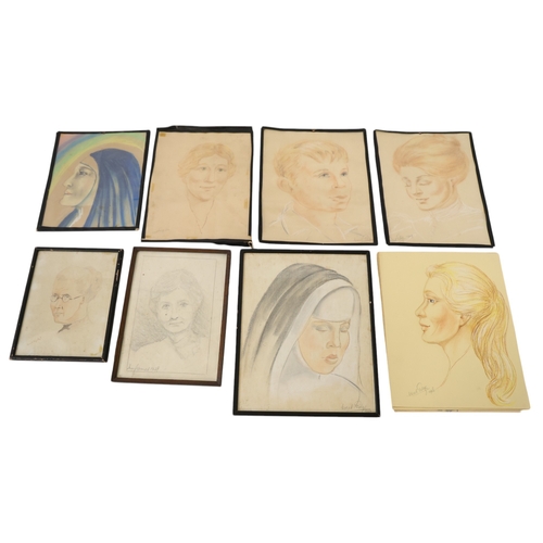 1937 - A group of portraits to include thirteen pastel drawings dating 1955-80 by Coral Polge (British, 192... 