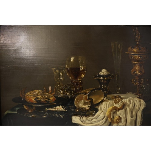 1923 - Manner of Willem Claesz. Heda (1594-1680/82) - Still life of silver and glassware with a crab and le... 