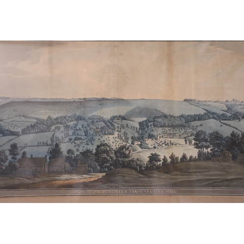 1935 - After Samuel Lysons (1763 - 1819) - 'View of Woodchester from Selsley Hill', hand-coloured engraving... 