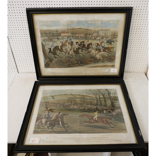 1936 - After Charles Hunt (1803-1877) - 'Cheltenham Annual Grand Steeple Chase', plates 1-4, hand-coloured ... 