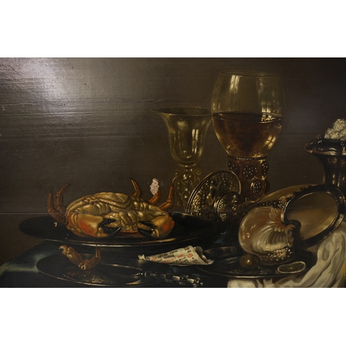 1923 - Manner of Willem Claesz. Heda (1594-1680/82) - Still life of silver and glassware with a crab and le... 