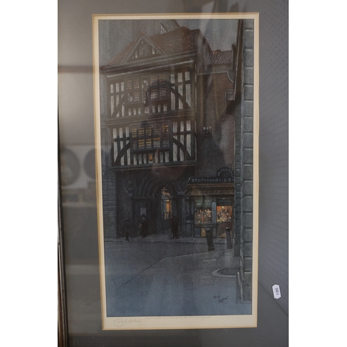 1940 - Four framed prints to include: Cecil Aldin (1870-1935) - Three colour prints of street scenes all si... 