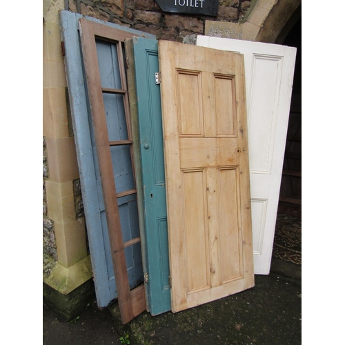 1030 - Six reclaimed pine doors; five painted, one other lacking glazed panels (varying size and design)
(6... 