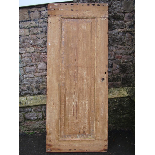 1065A - Reclaimed scrubbed oak rectangular fielded paneled door, 204cm x 83