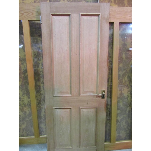 1073 - Five contemporary oak and oak faced internal doors with glazed and fielded panels, together with a f... 