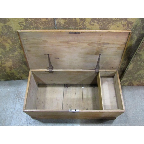 1140 - A 19th century pine box with hinged lid, 32 cm high x 84 cm x 40 cm