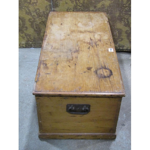 1140 - A 19th century pine box with hinged lid, 32 cm high x 84 cm x 40 cm