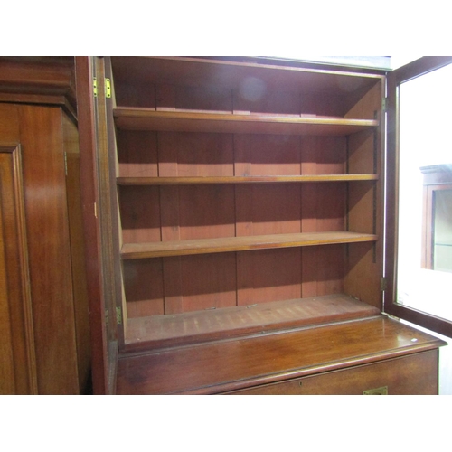 1301 - A 19th century mahogany secretaire bookcase with swan neck pediment 238 cm (full height x 125 cm x 6... 