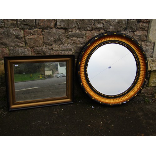 1365 - A large Regency style circular wall mirror, with bevelled edge plate, within a moulded frame, 83cm d... 